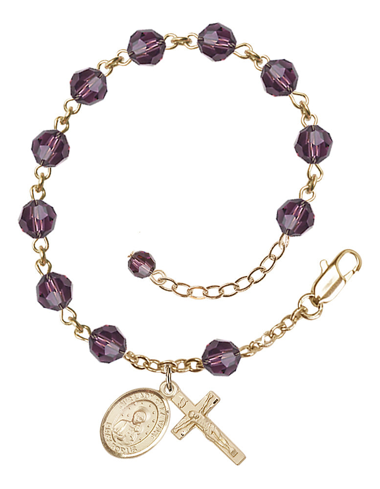 Our Lady of la Vang Rosary Bracelet - 14K Gold Filled - February - Amethyst