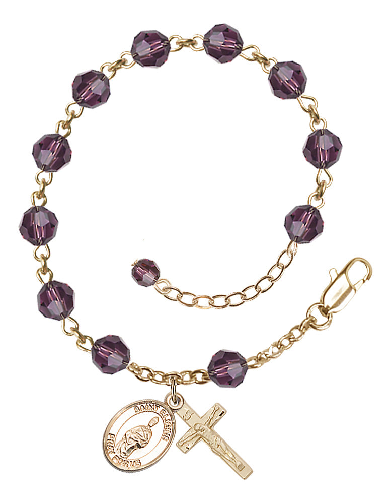 Saint Eligius Rosary Bracelet - 14K Gold Filled - February - Amethyst