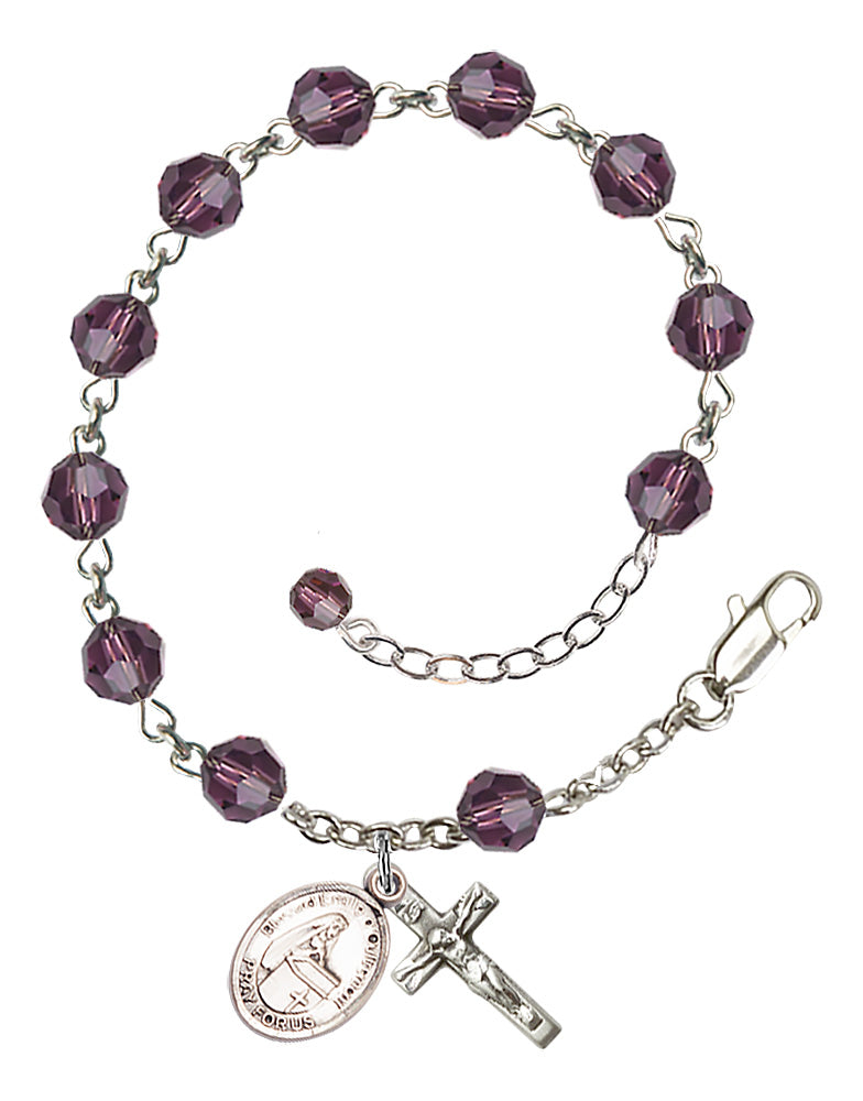 Blessed Emilee Doultremont Rosary Bracelet - Sterling Silver - February - Amethyst