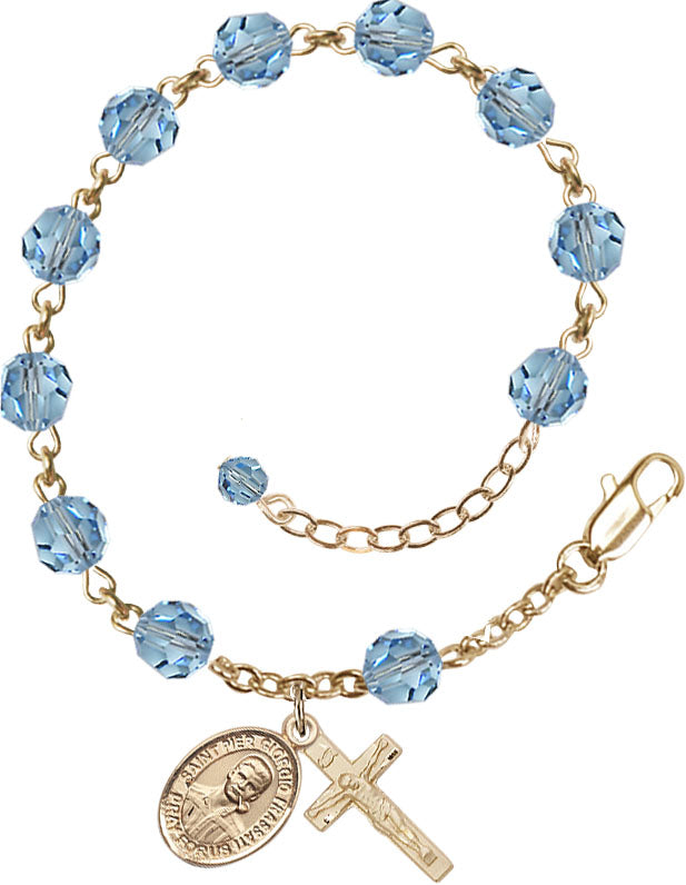 Blessed Pier Giorgio Frassati Rosary Bracelet - 14K Gold Filled - March - Aqua