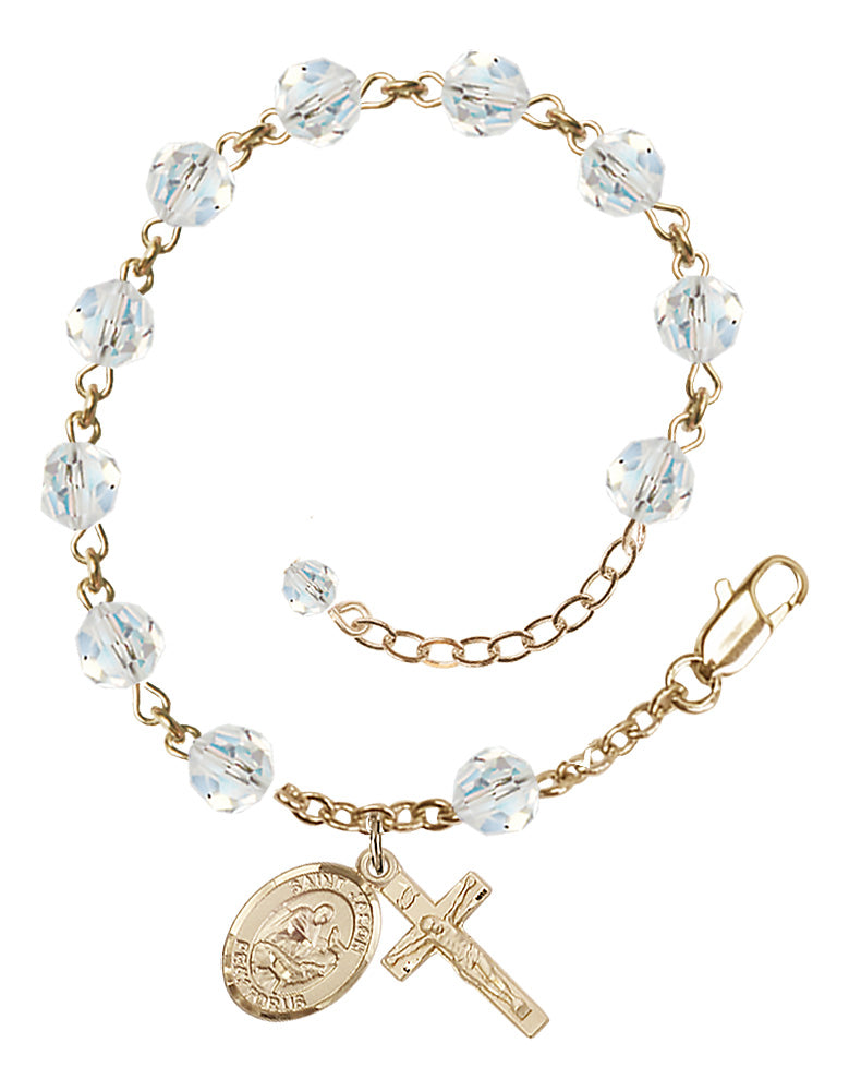 Saint Jason Rosary Bracelet - 14K Gold Filled - April - Crystal