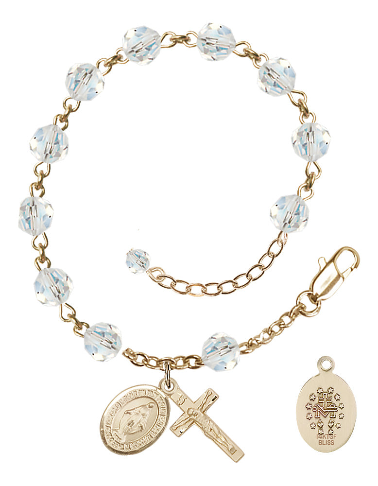Miraculous Rosary Bracelet - 14K Gold Filled - April - Crystal