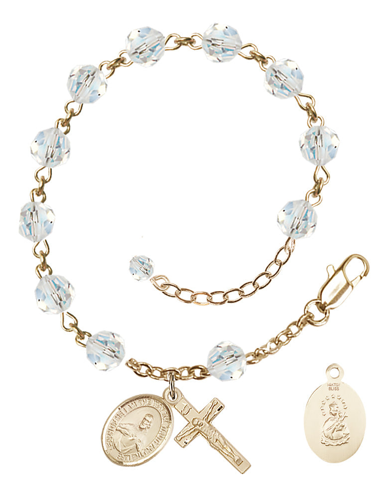 Scapular Rosary Bracelet - 14K Gold Filled - April - Crystal