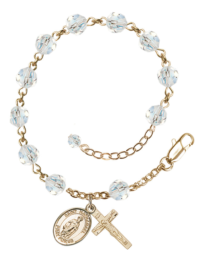 Saint Nathanael Rosary Bracelet - 14K Gold Filled - April - Crystal