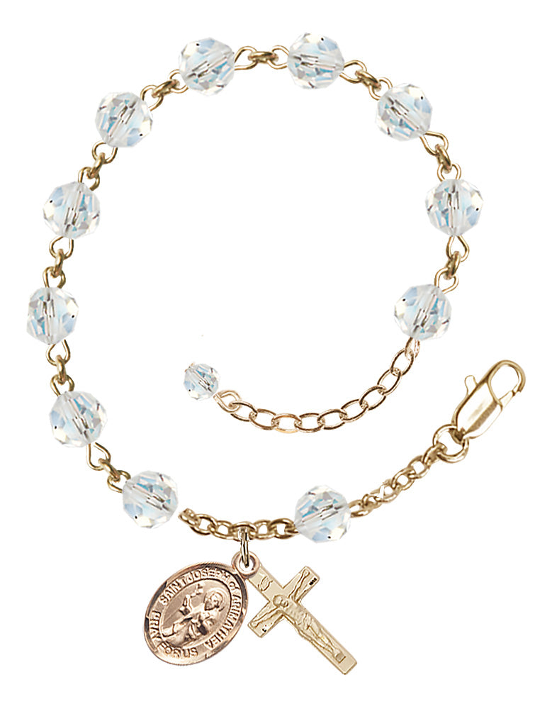 Saint Joseph of Arimathea Rosary Bracelet - 14K Gold - April - Crystal