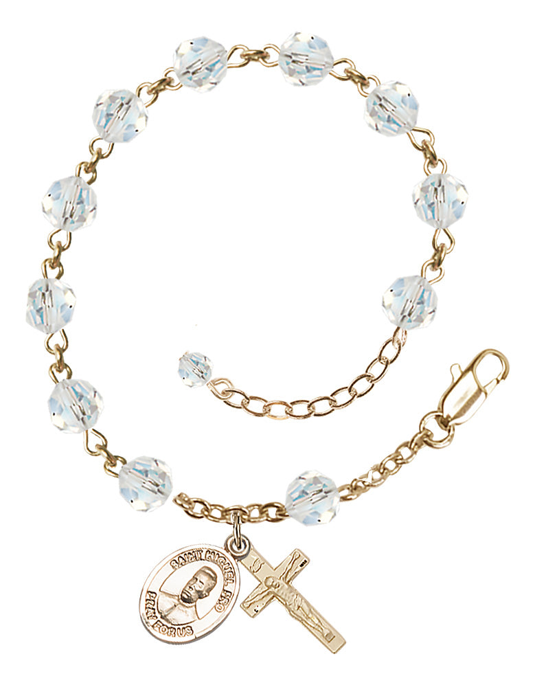 Blessed Miguel Pro Rosary Bracelet - 14K Gold - April - Crystal