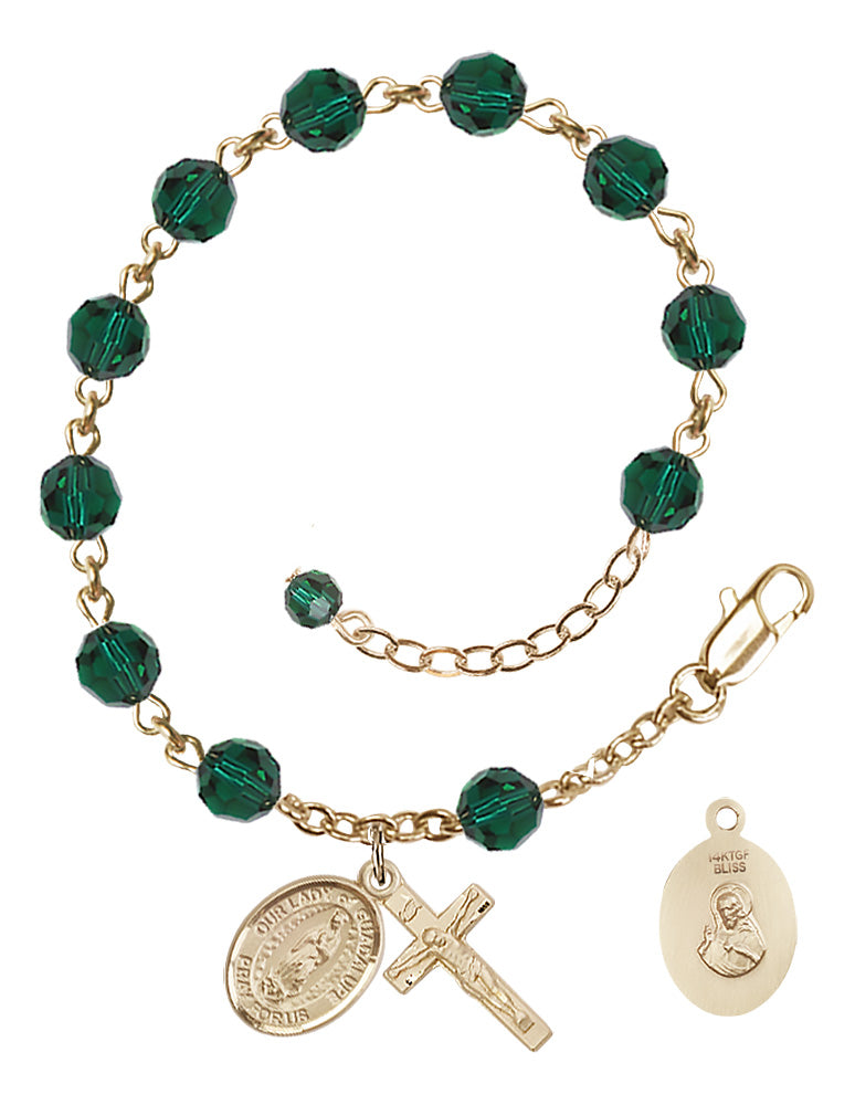 Our Lady of Guadalupe Rosary Bracelet - 14K Gold Filled - May - Emerald