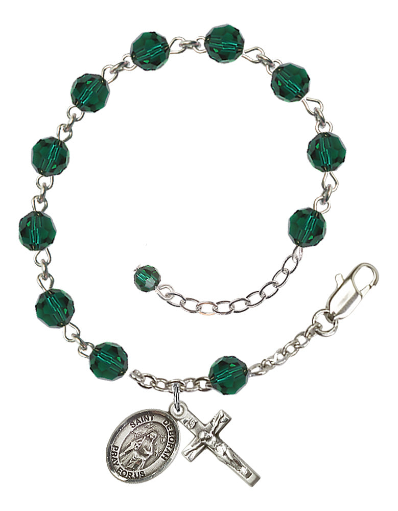 Saint Deborah Rosary Bracelet - Sterling Silver - May - Emerald