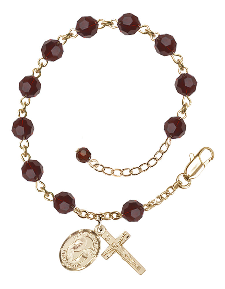 Our Lady Star of the Sea Rosary Bracelet - 14K Gold Filled - January - Garnet