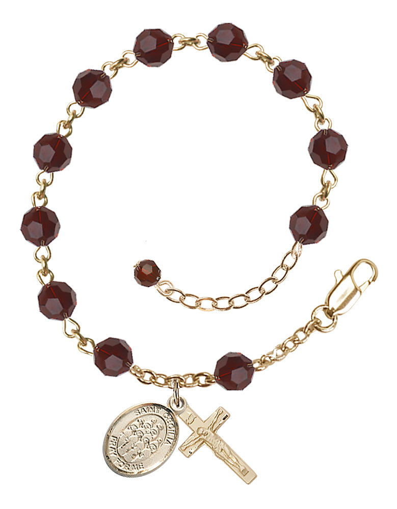 Saint Cecilia Choir Rosary Bracelet - 14K Gold Filled - January - Garnet