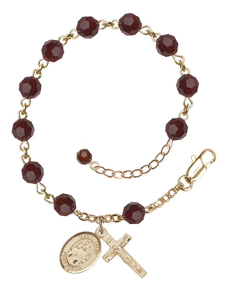 Maria Stein Rosary Bracelet - 14K Gold - January - Garnet
