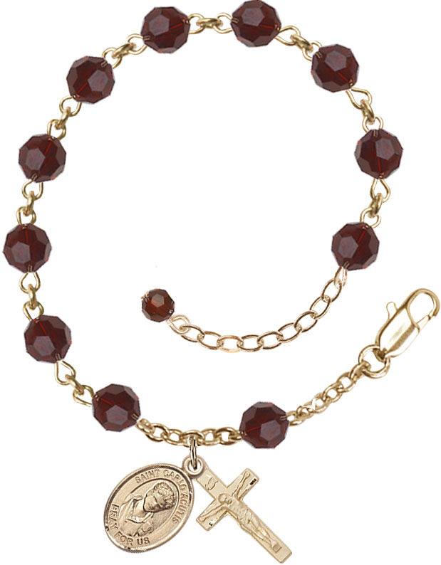 Saint Carlo Acutis Rosary Bracelet - 14K Gold - January - Garnet