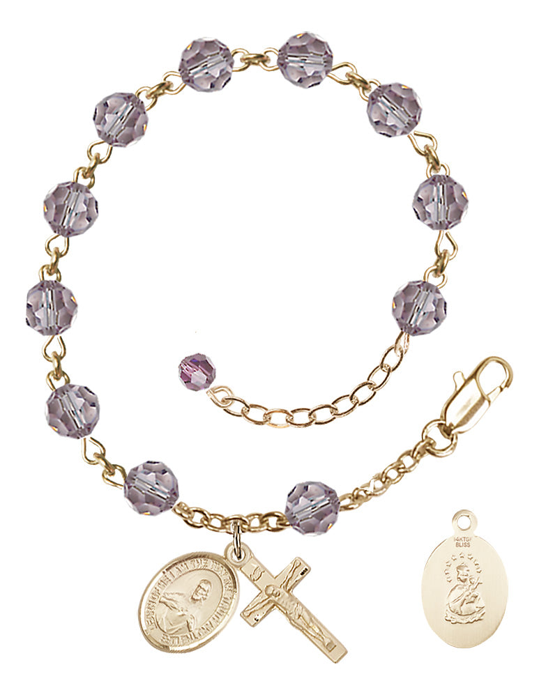 Scapular Rosary Bracelet - 14K Gold Filled - June - Light Amethyst