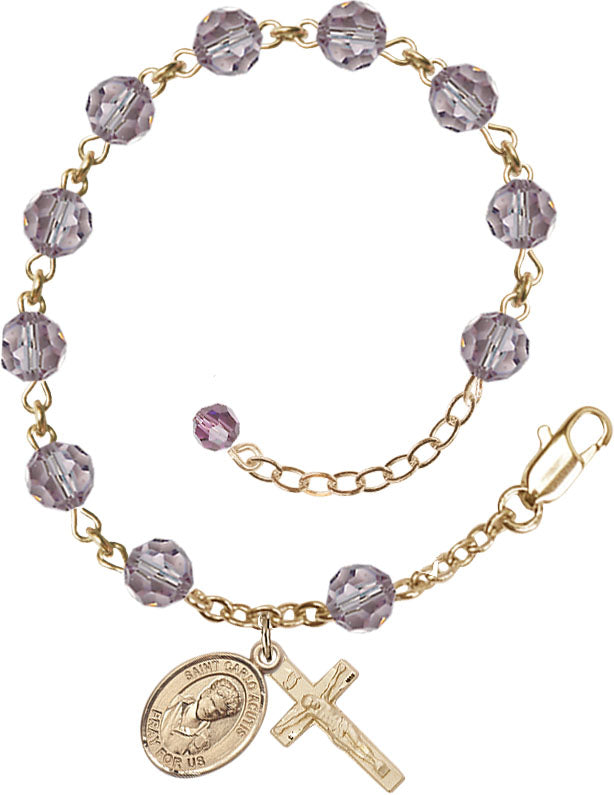Saint Carlo Acutis Rosary Bracelet - 14K Gold Filled - June - Light Amethyst
