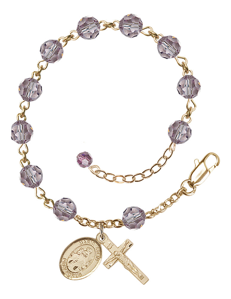 Maria Stein Rosary Bracelet - 14K Gold - June - Light Amethyst