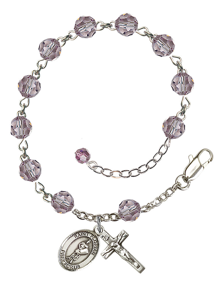 Saint Florian Rosary Bracelet - Sterling Silver - June - Light Amethyst