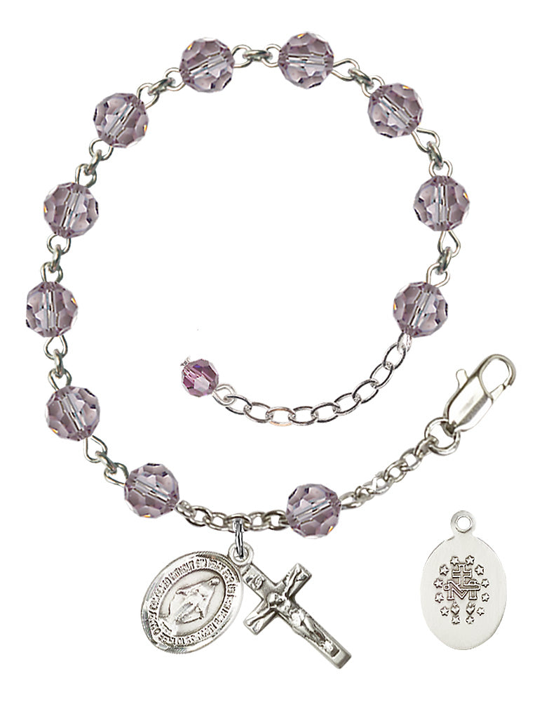Miraculous Rosary Bracelet - Sterling Silver - June - Light Amethyst