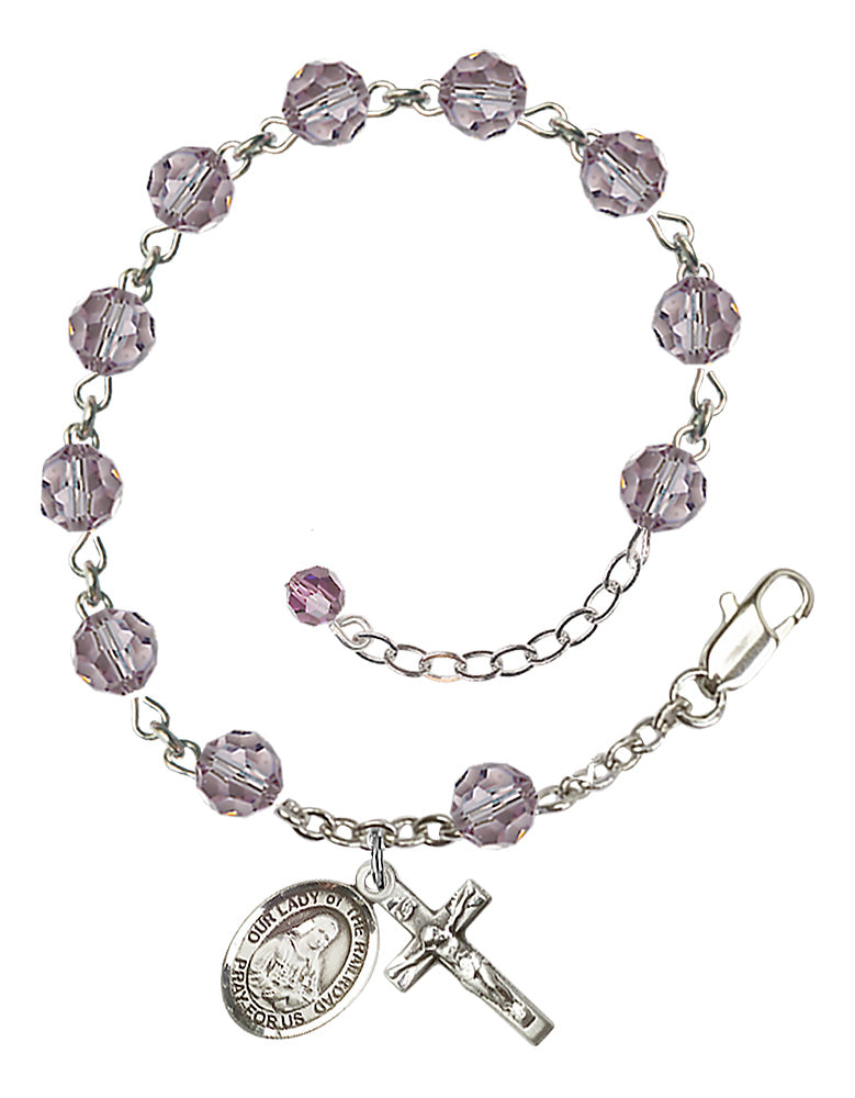 Our Lady of the Railroad Rosary Bracelet - Sterling Silver - June - Light Amethyst