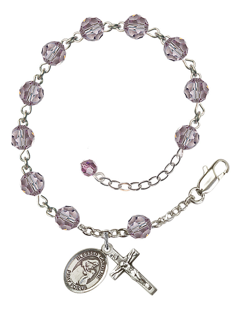 Blessed Caroline Gerhardinger Rosary Bracelet - Sterling Silver - June - Light Amethyst