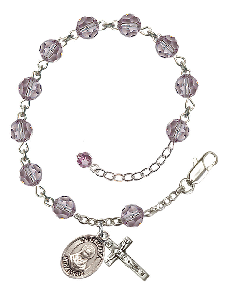 Saint Rafka Rosary Bracelet - Sterling Silver - June - Light Amethyst