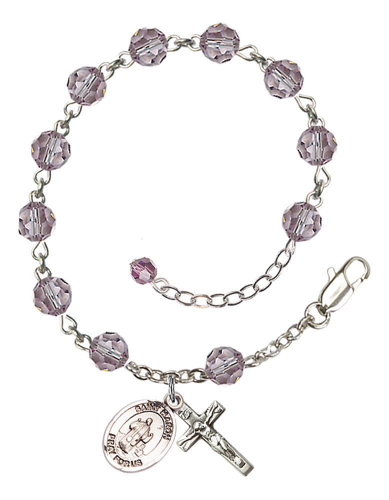 Saint Maron Rosary Bracelet - Sterling Silver - June - Light Amethyst