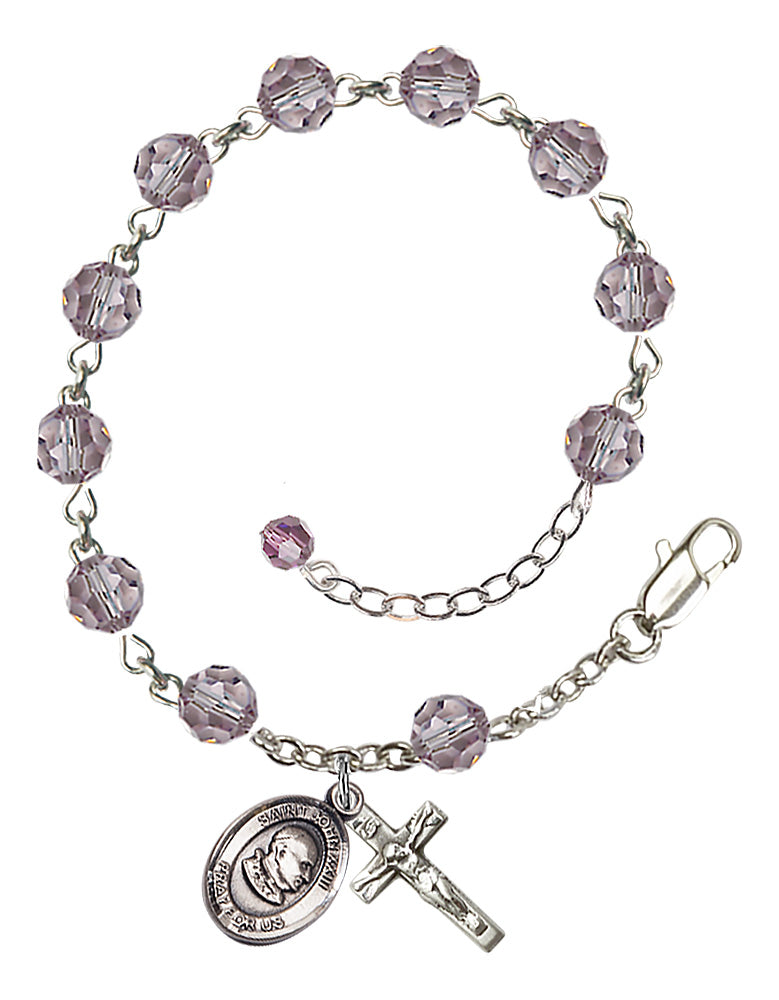 Saint John XXIII Rosary Bracelet - Sterling Silver - June - Light Amethyst