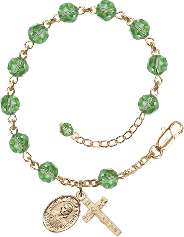 Blessed Pier Giorgio Frassati Rosary Bracelet - 14K Gold Filled - August - Peridot