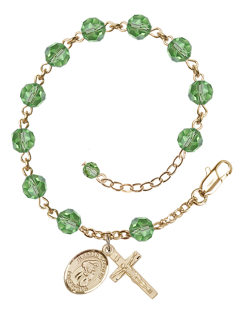 Blessed Caroline Gerhardinger Rosary Bracelet - 14K Gold Filled - August - Peridot