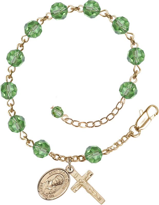 Saint Carlo Acutis Rosary Bracelet - 14K Gold Filled - August - Peridot