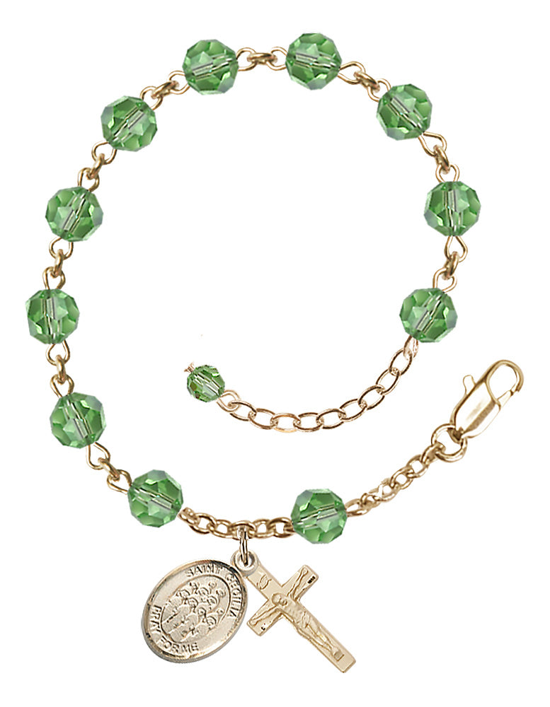 Saint Cecilia Choir Rosary Bracelet - 14K Gold - August - Peridot