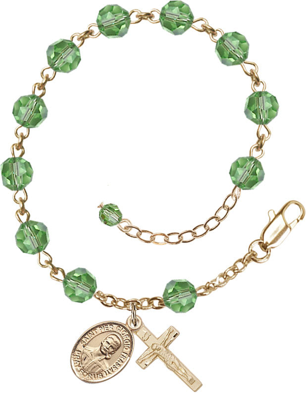 Blessed Pier Giorgio Frassati Rosary Bracelet - 14K Gold - August - Peridot