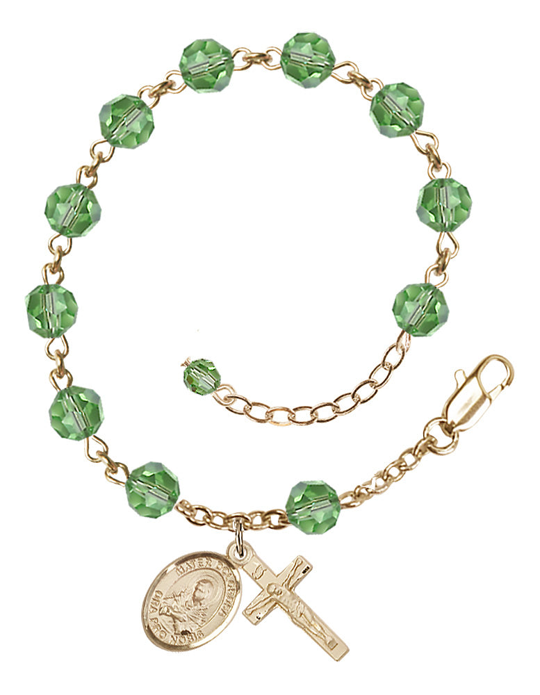 Mater Dolorosa Rosary Bracelet - 14K Gold - August - Peridot