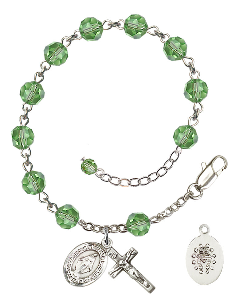 Miraculous Rosary Bracelet - Sterling Silver - August - Peridot