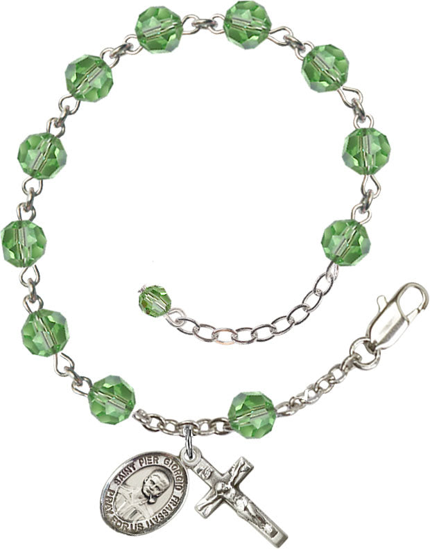 Blessed Pier Giorgio Frassati Rosary Bracelet - Sterling Silver - August - Peridot