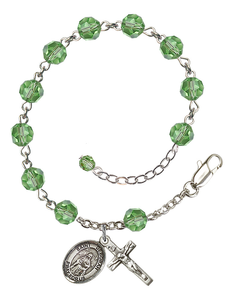 Saint Deborah Rosary Bracelet - Sterling Silver - August - Peridot
