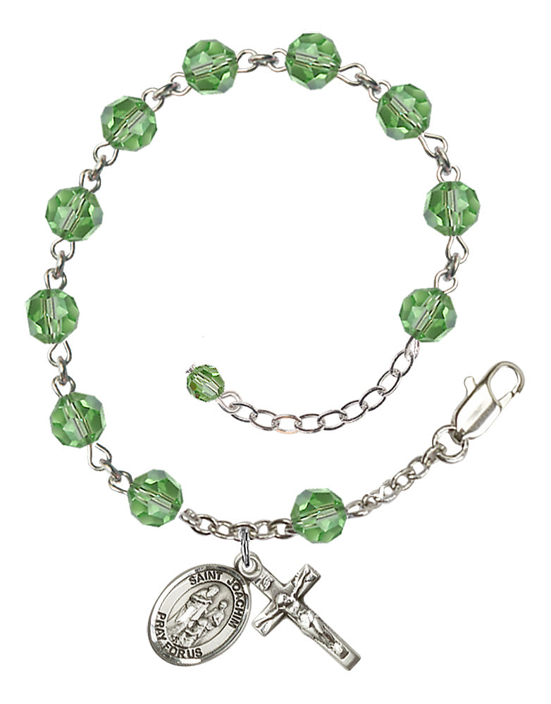 Saint Joachim Rosary Bracelet - Sterling Silver - August - Peridot