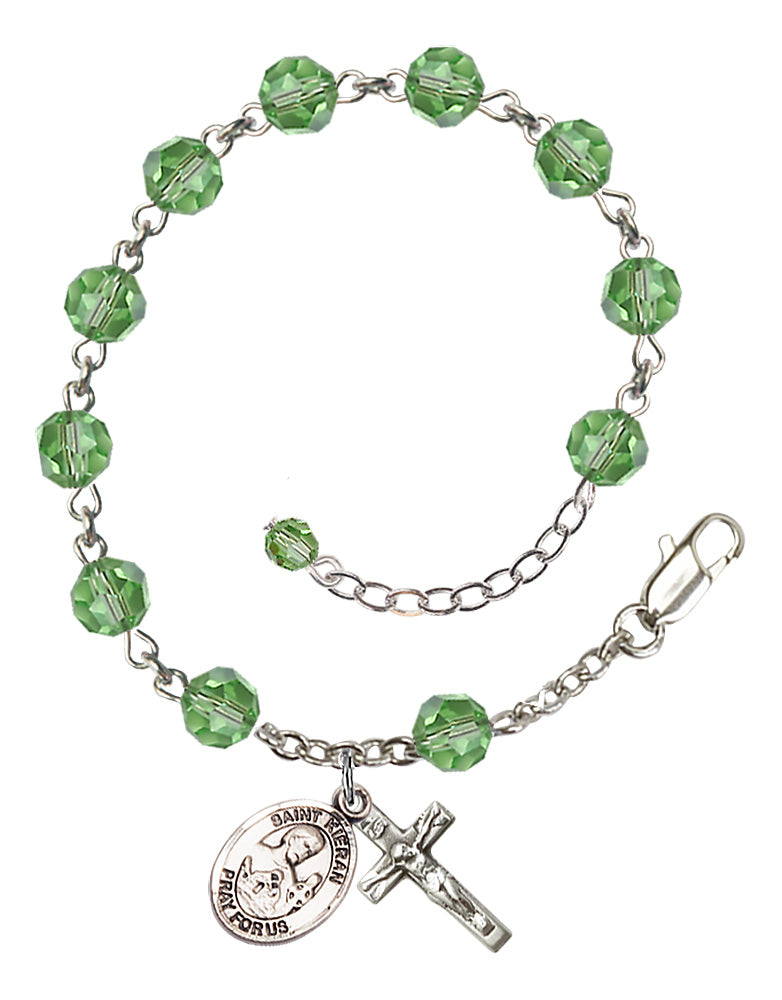 Saint Kieran Rosary Bracelet - Sterling Silver - August - Peridot