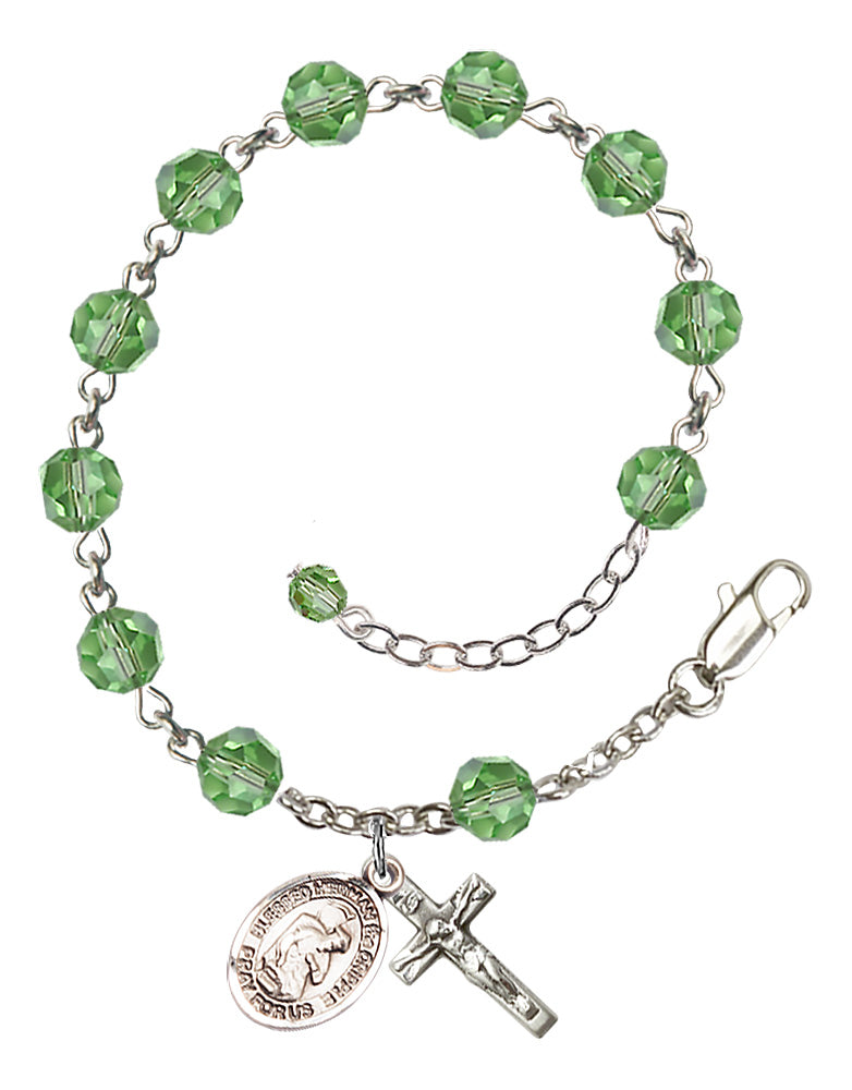 Blessed Herman the Cripple Rosary Bracelet - Sterling Silver - August - Peridot