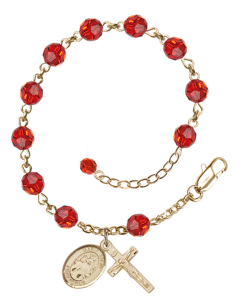 Maria Stein Rosary Bracelet - 14K Gold - July - Ruby