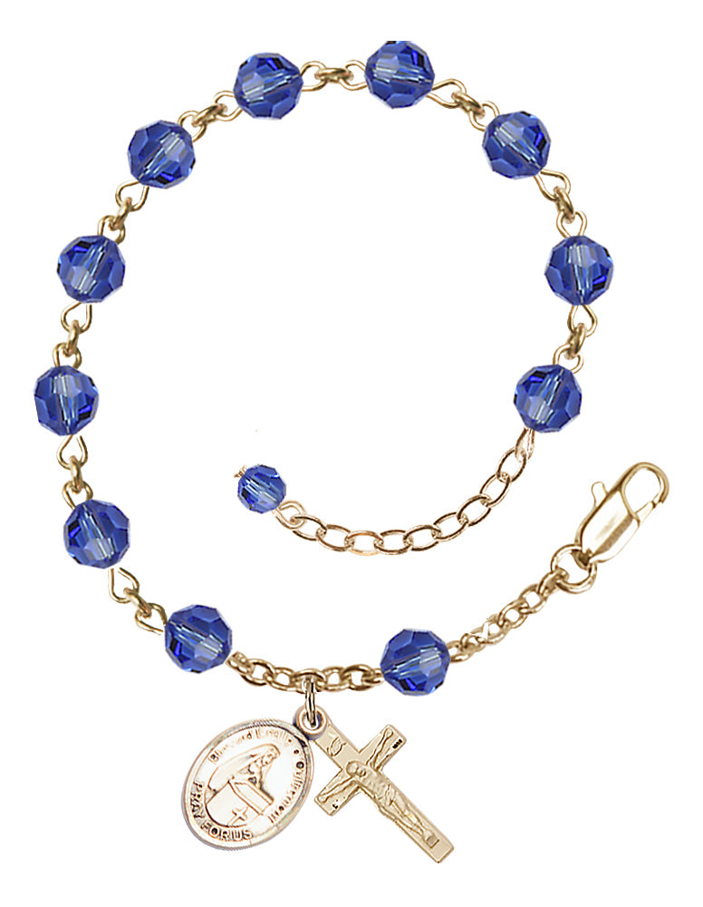 Blessed Emilee Doultremont Rosary Bracelet - 14K Gold Filled - September - Sapphire