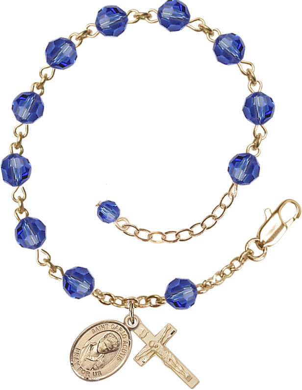 Saint Carlo Acutis Rosary Bracelet - 14K Gold - September - Sapphire
