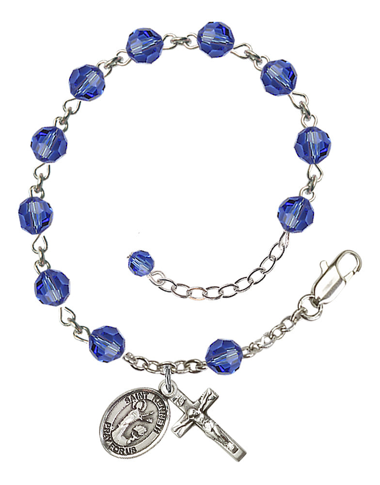 Saint Kenneth Rosary Bracelet - Sterling Silver - September - Sapphire