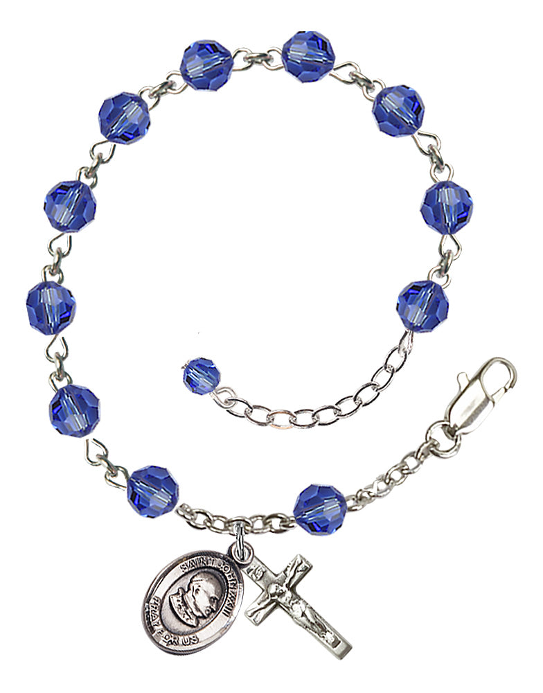 Saint John XXIII Rosary Bracelet - Sterling Silver - September - Sapphire