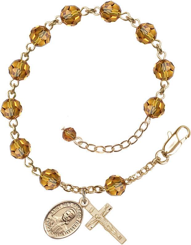 Blessed Pier Giorgio Frassati Rosary Bracelet - 14K Gold - November - Topaz