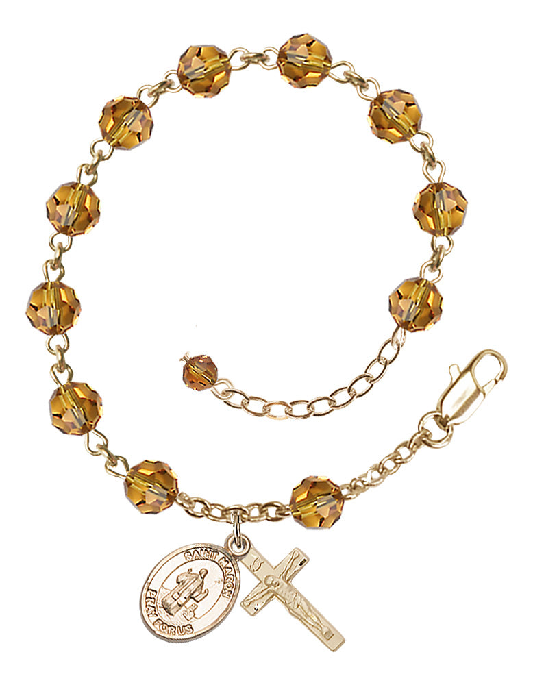 Saint Maron Rosary Bracelet - 14K Gold - November - Topaz