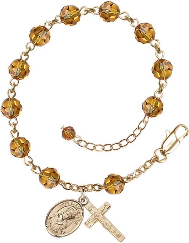 Saint Carlo Acutis Rosary Bracelet - 14K Gold - November - Topaz