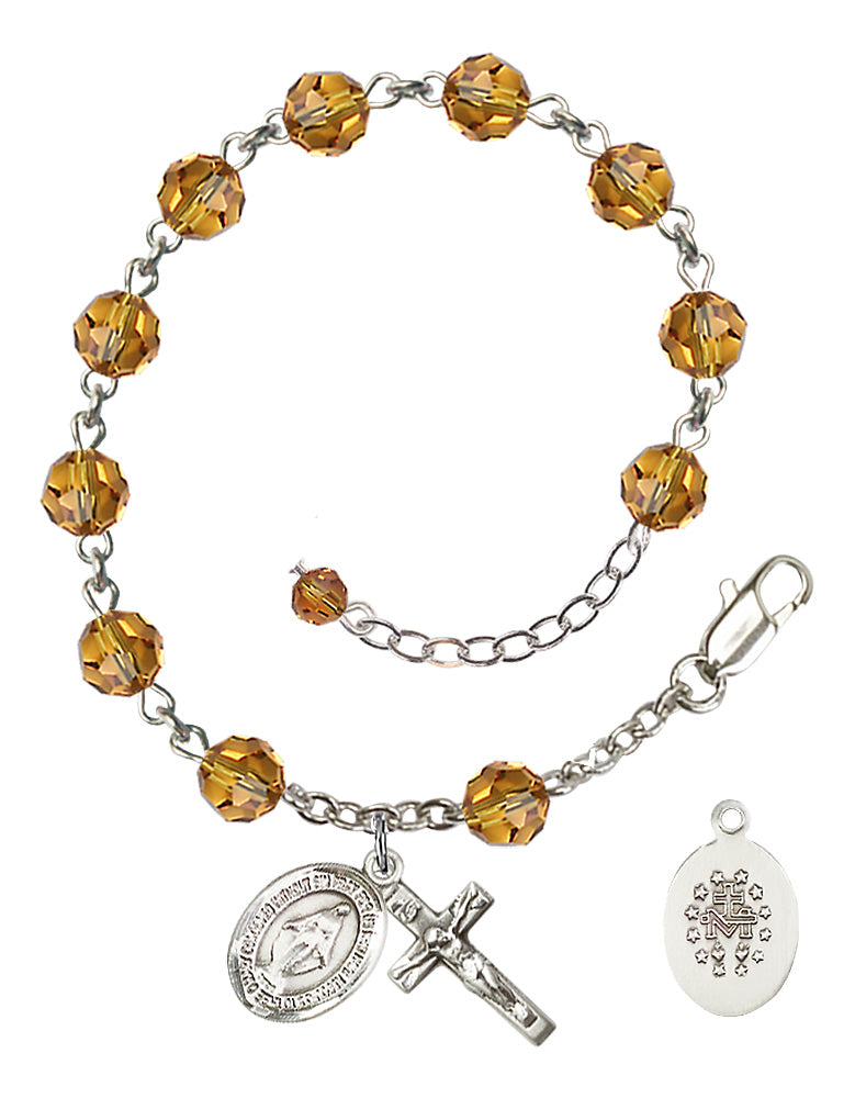 Miraculous Rosary Bracelet - Sterling Silver - November - Topaz
