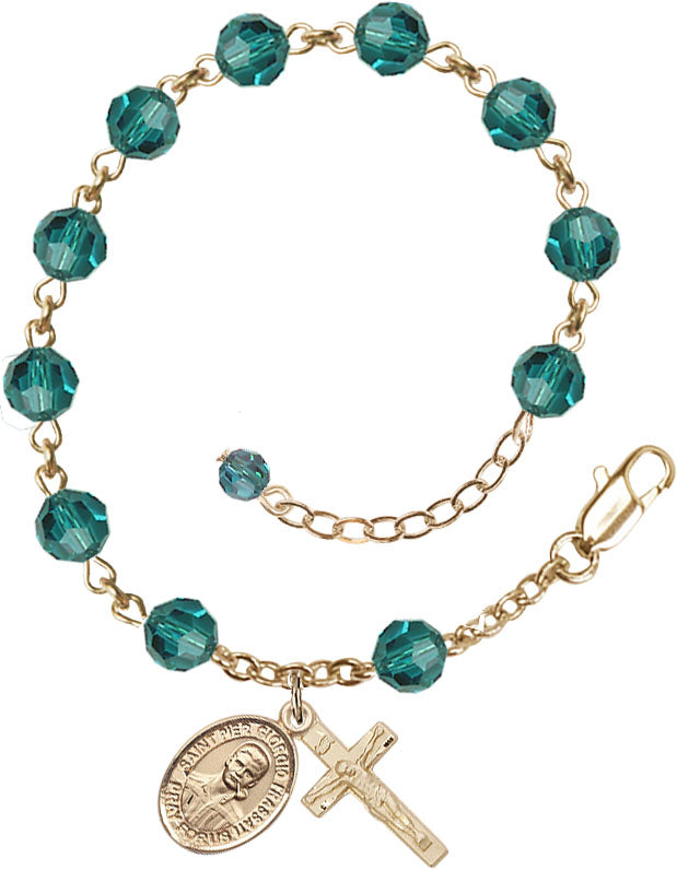 Blessed Pier Giorgio Frassati Rosary Bracelet - 14K Gold Filled - December - Zircon
