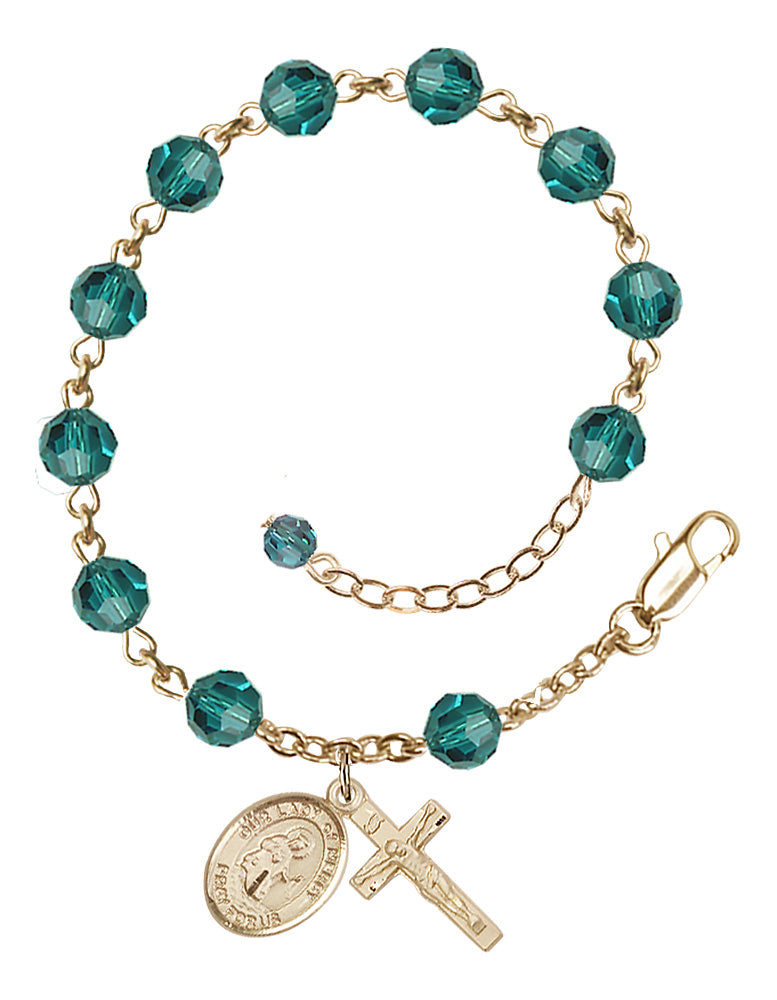 Our Lady of Mercy Rosary Bracelet - 14K Gold Filled - December - Zircon