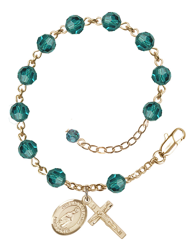 Our Lady of Fatima Rosary Bracelet - 14K Gold - December - Zircon